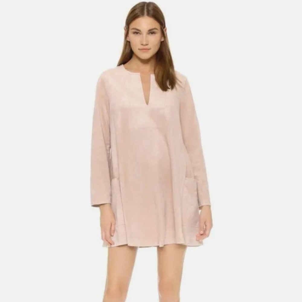 BCBG MAXAZRIA Faux Suede Shift Dress L